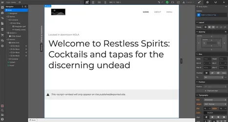 Your embedded widget in the Webflow site designer