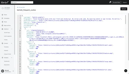 A preview of your feed data in Klaviyo