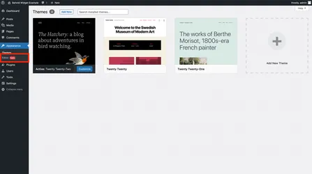 The WordPress admin with the Site editor menu item highlighted in the appearance menu